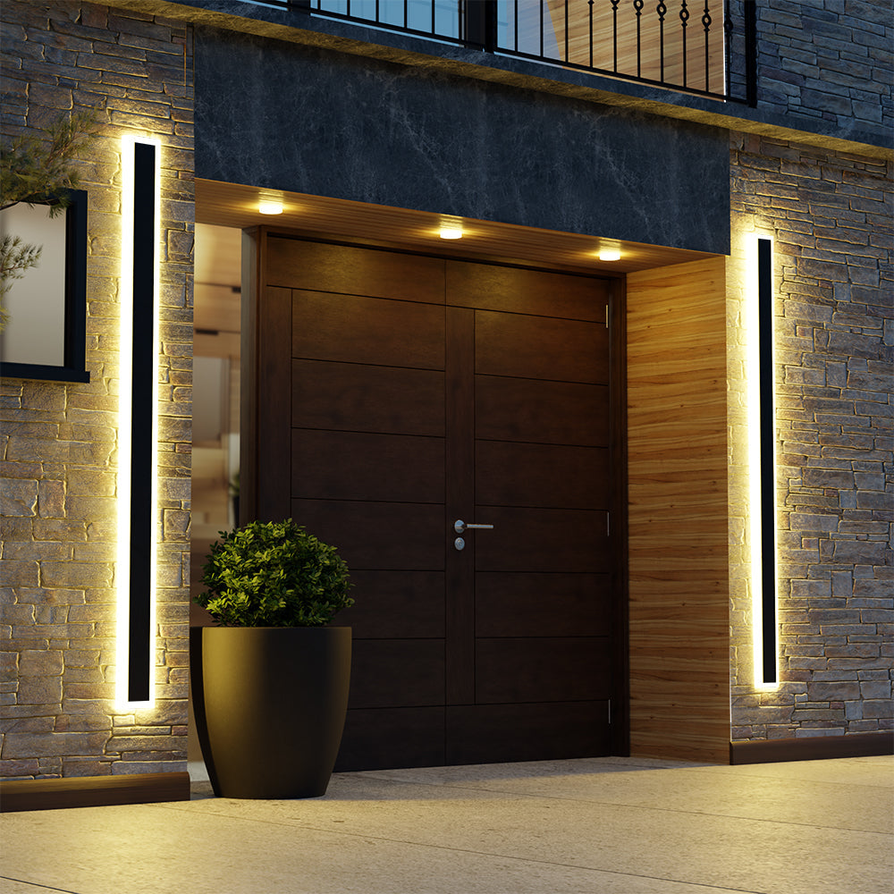 Ray LED Applique da Esterni Metallo Nero Lineare Impermeabile Corridoio/Giardino