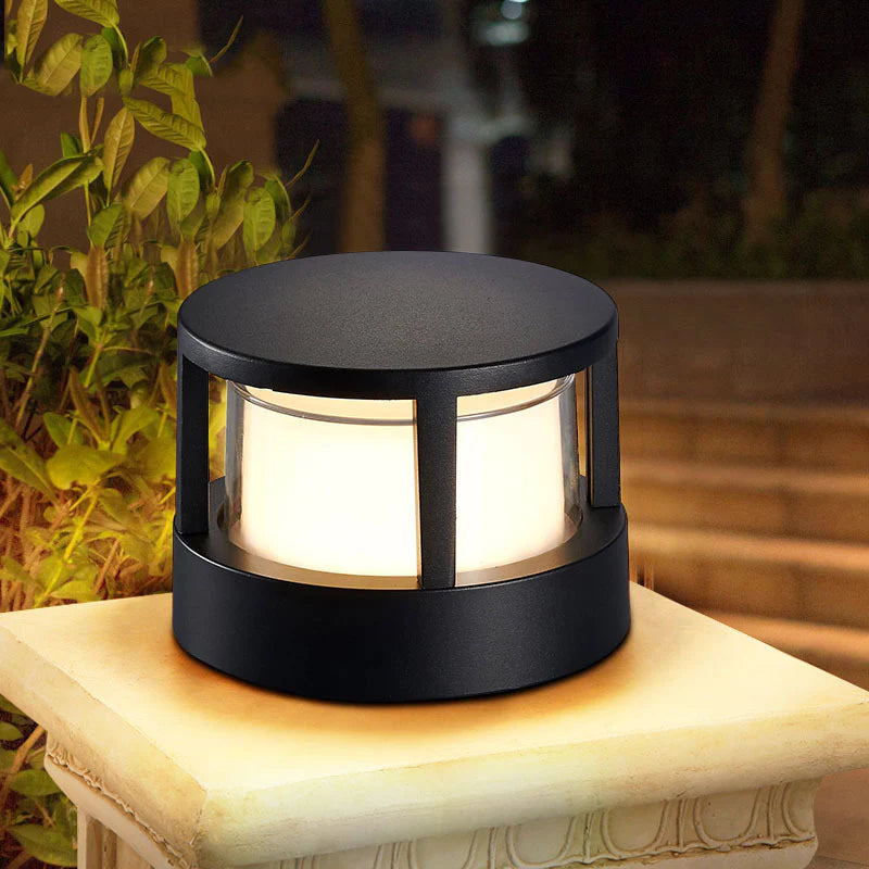 Alvian Outdoor Light Modern Cylindrical Bollard Black