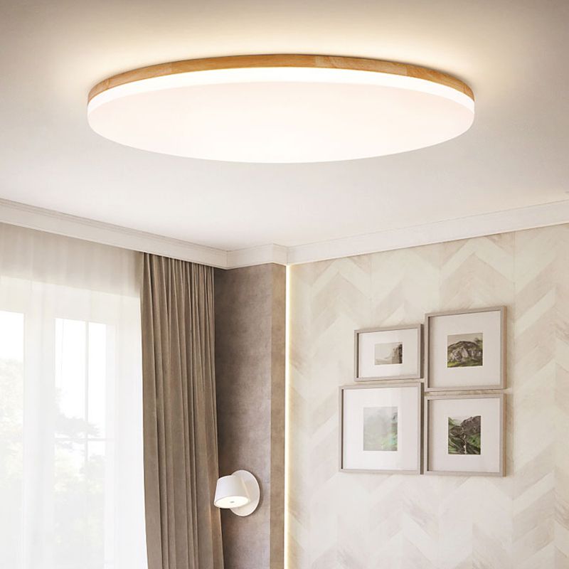 Norev Ceiling Light Slim Round Wood Frame