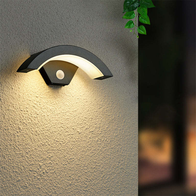 Alvyn Wall Lamp Nordic Arc Waterproof LED Outdoor Black