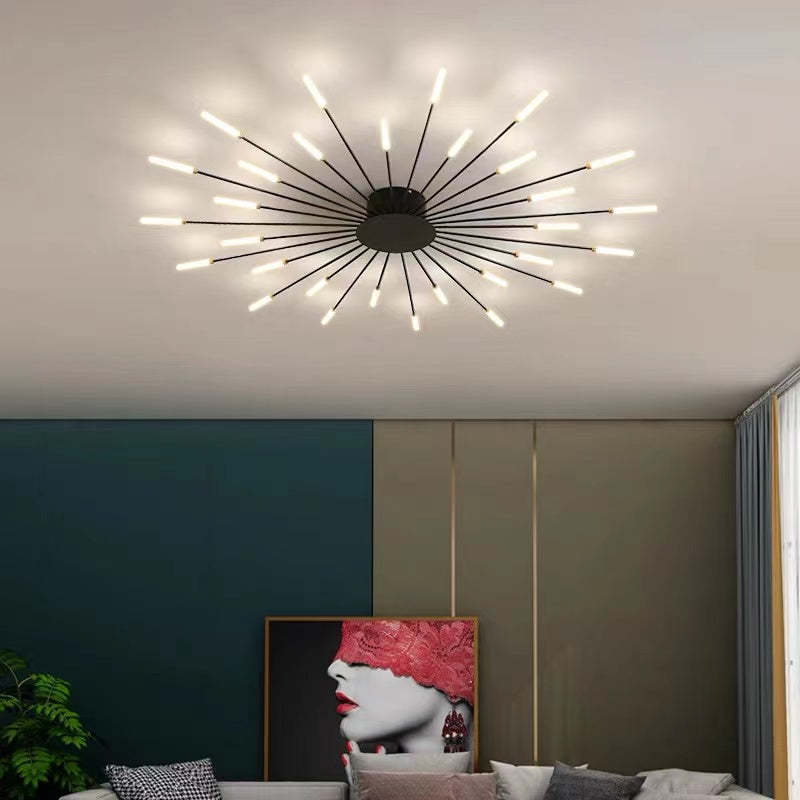 Kovon Flush-Mount Ceiling Light Fireworks, Black/Gold