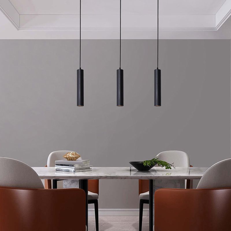 Solira Pendant Light Modern Cylinder Shape Linear Black