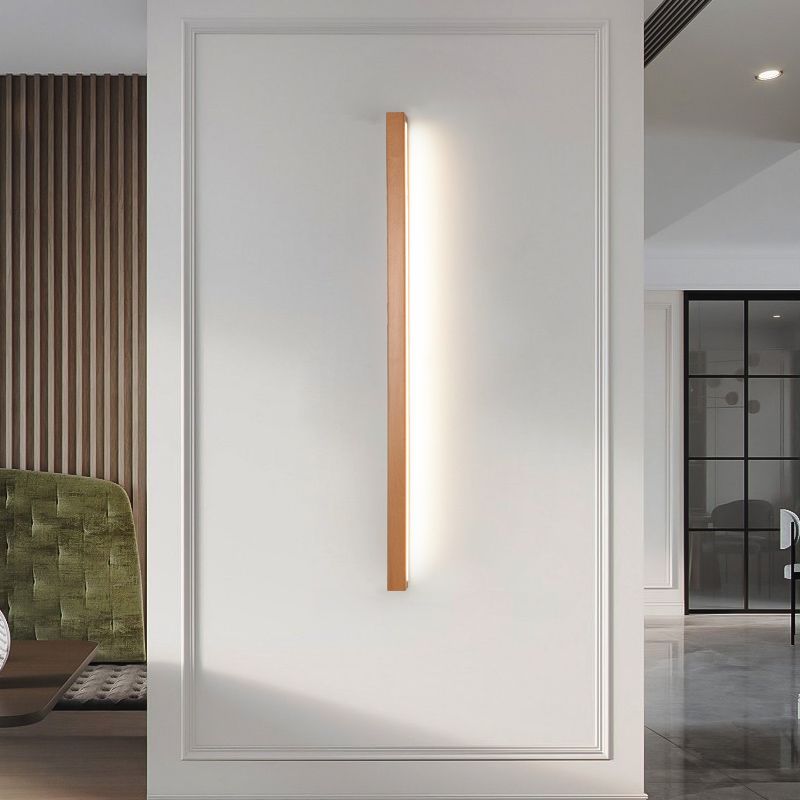Varelin Wall Lamp Linear Mirror Wooden Front Vanity