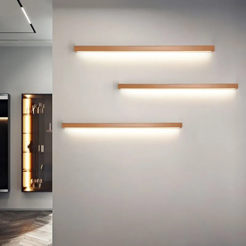 Varelin Wall Lamp Linear Mirror Wooden Front Vanity