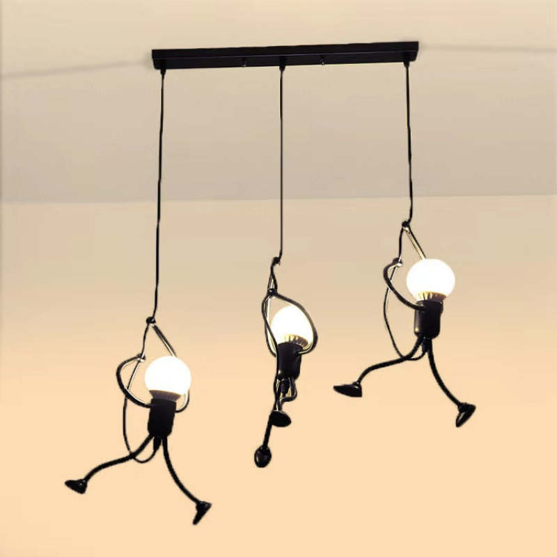 Esi Retro Modern Iron Man Pendant Light, Black