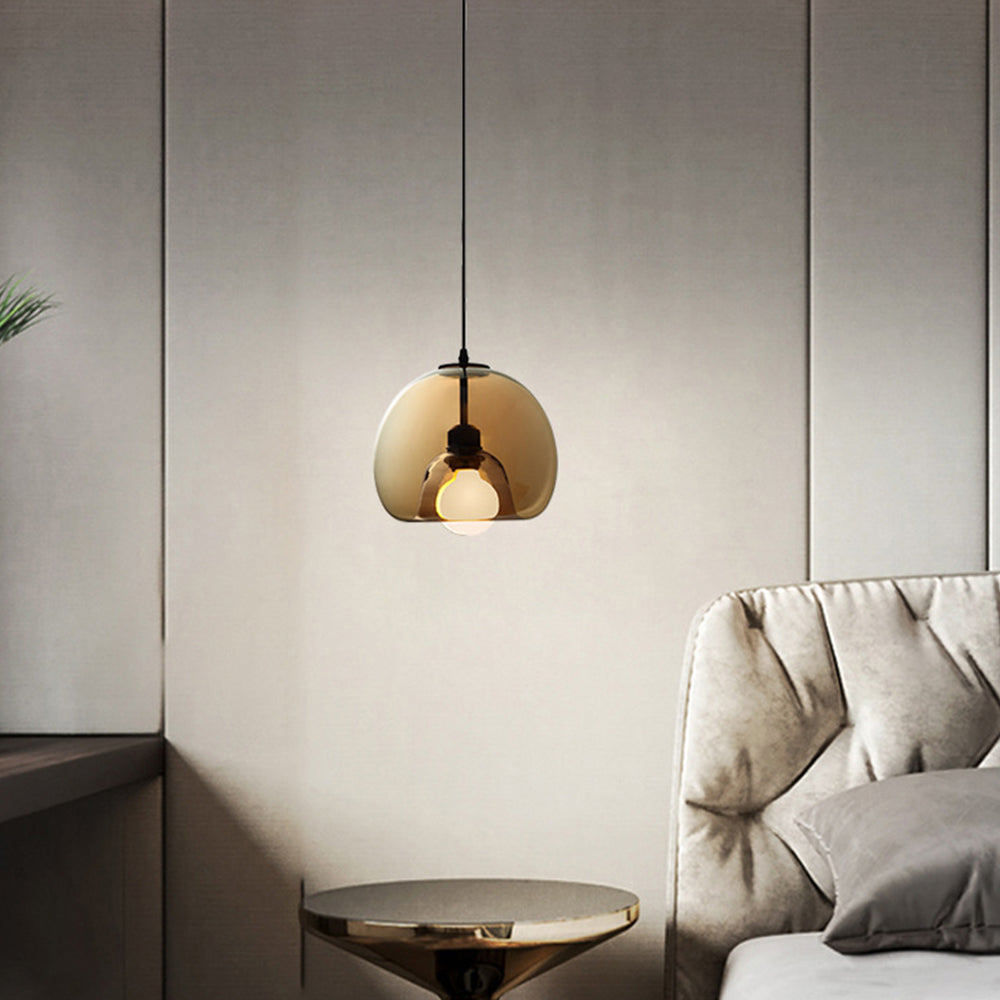 Norvia Pendant Light Globe Glass Amber/Smoky Grey