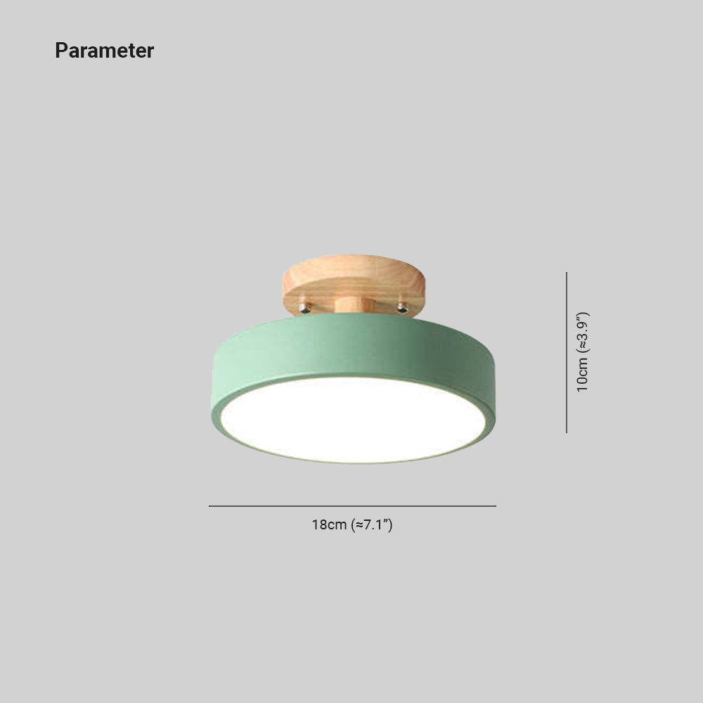 Zera Round LED Flush Mount Ceiling Light Modern Wood Colorful
