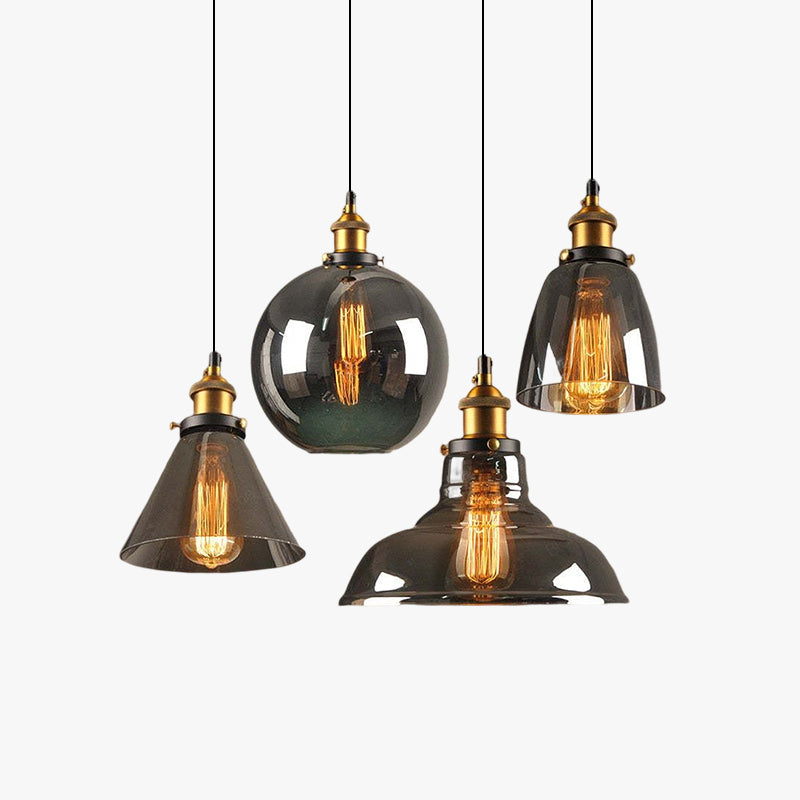 Teni Industrial Glass Pendant Light Clear/Amber/Smoke Grey