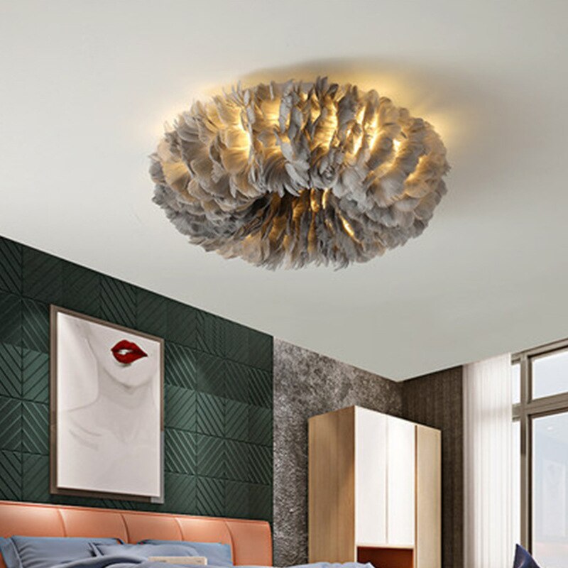 Velix Swan Feather Round Ceiling Light