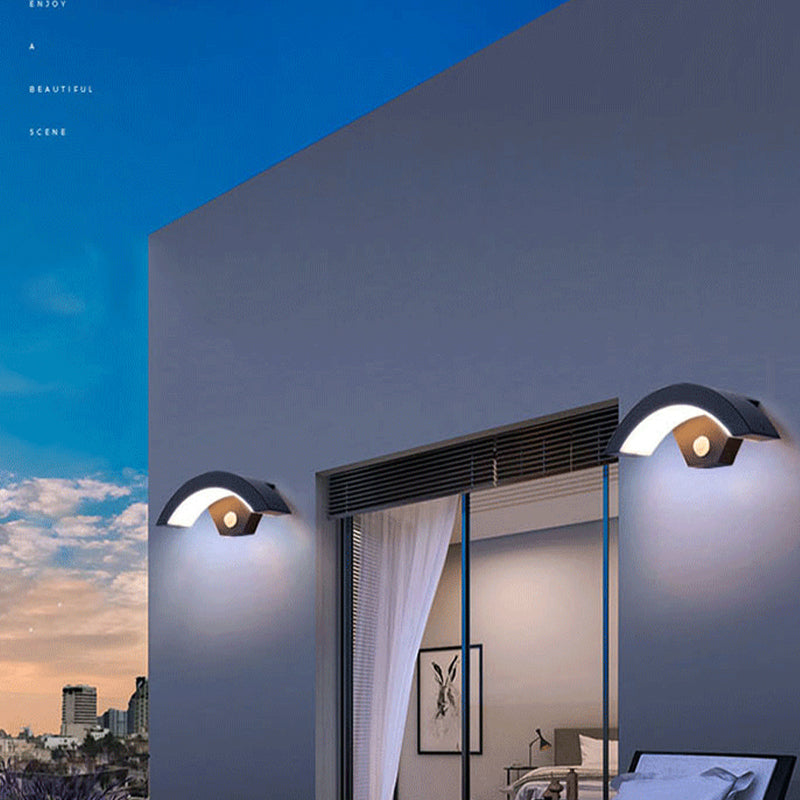 Alvyn Wall Lamp Nordic Arc Waterproof LED Outdoor Black