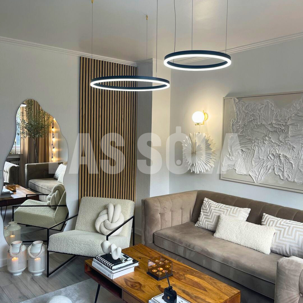 Arisha Lampada a Sospensione Metallo Nero/Oro/Caffè Tir-Cerchio Moderna