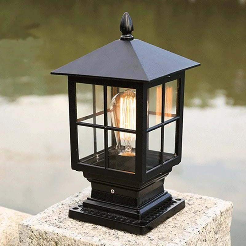 Arvico Outdoor Light Modern Glass Lantern LED Post
