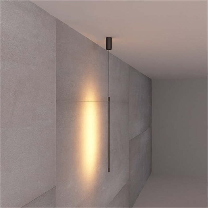 Tavix Minimalist Linear Pendant Light Bedside, Black