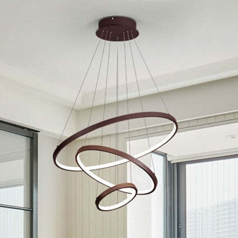 Toriq Pendant Light, Inner Ring Illuminated, White/Black/Gold