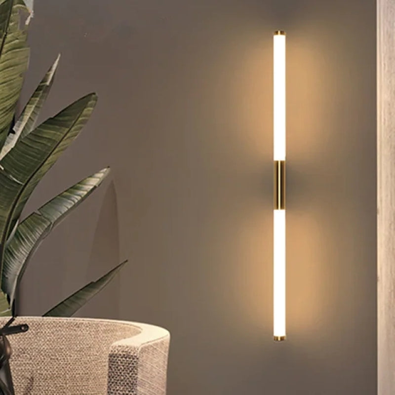 Aeri Minimalist Linear Wall Lamp, Gold