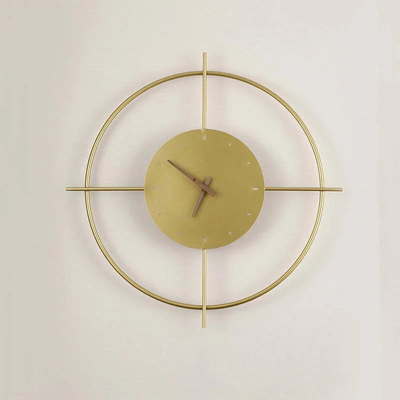 Norva Modern Clock Round Wall Lamp, Gold/Black