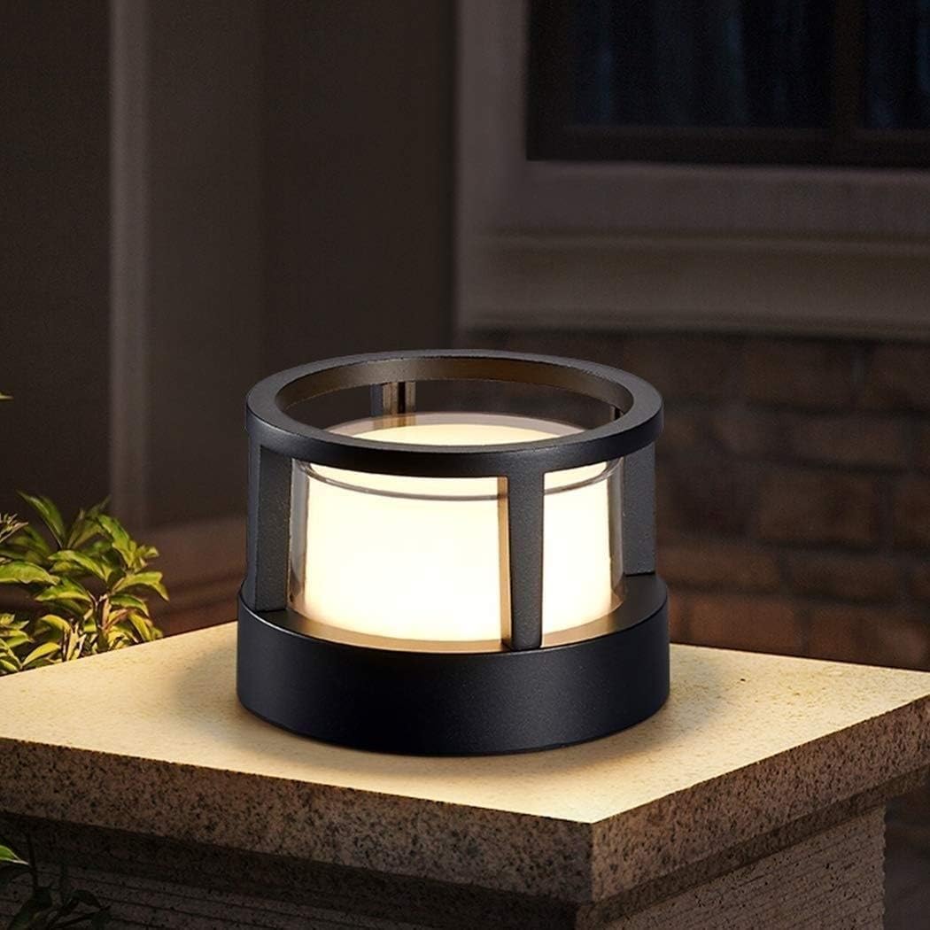 Alvian Outdoor Light Modern Cylindrical Bollard Black