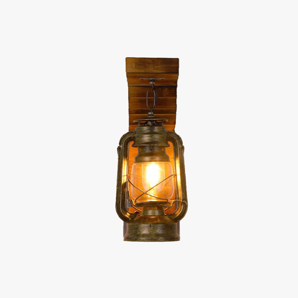 Orlena Wall Lamp Lantern Vintage Wooden Rustic