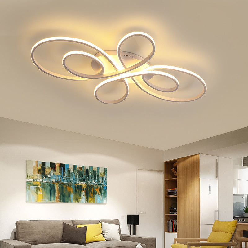 Rori Modern LED Multi Rings Flush Mount Ceiling Light, Brown/White