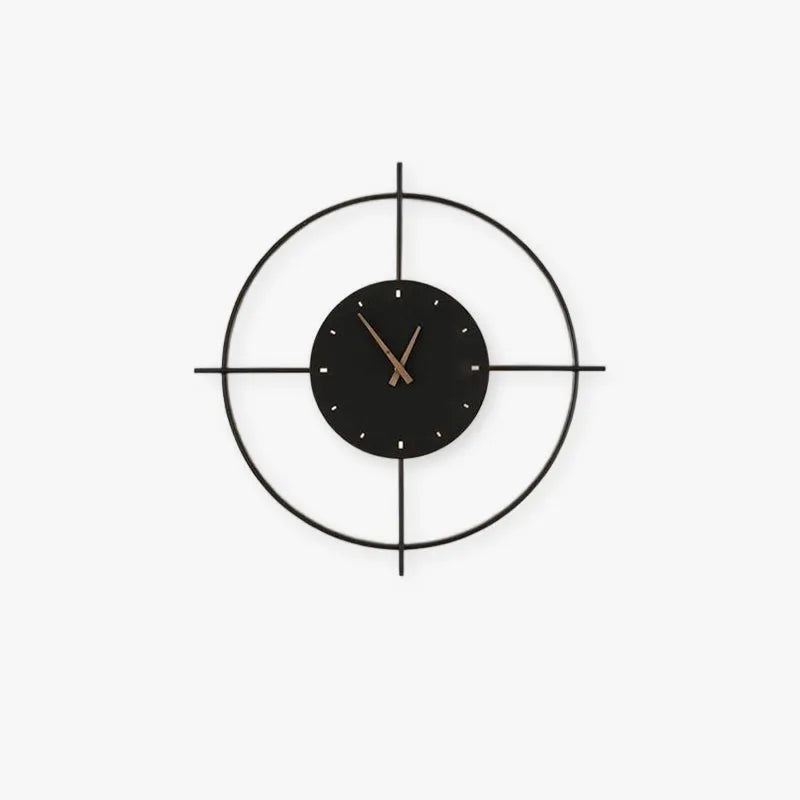 Norva Modern Clock Round Wall Lamp, Gold/Black