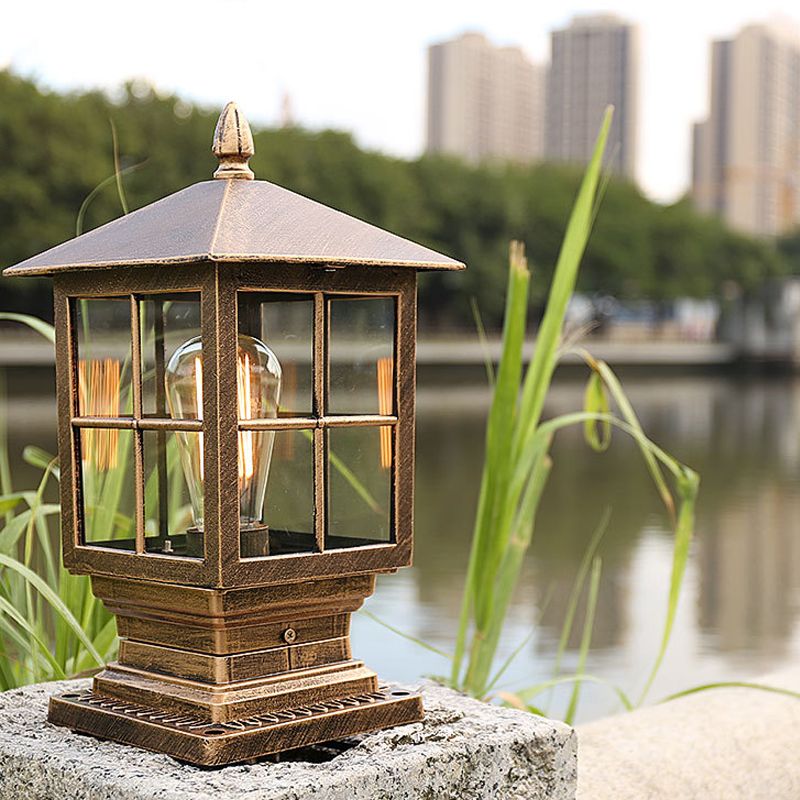 Arvico Outdoor Light Modern Glass Lantern LED Post