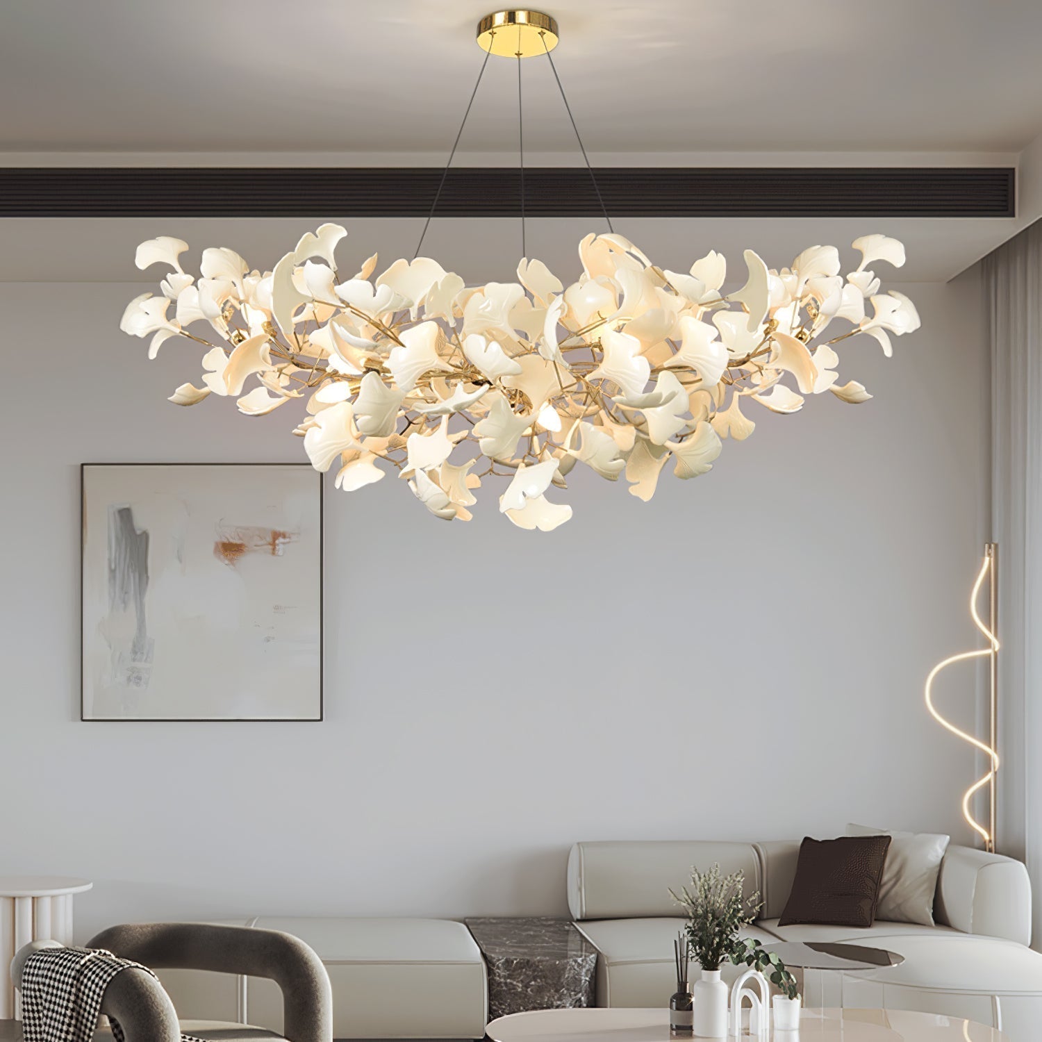 Olivia Lampadario di Lusso in Ceramica con Forma a U