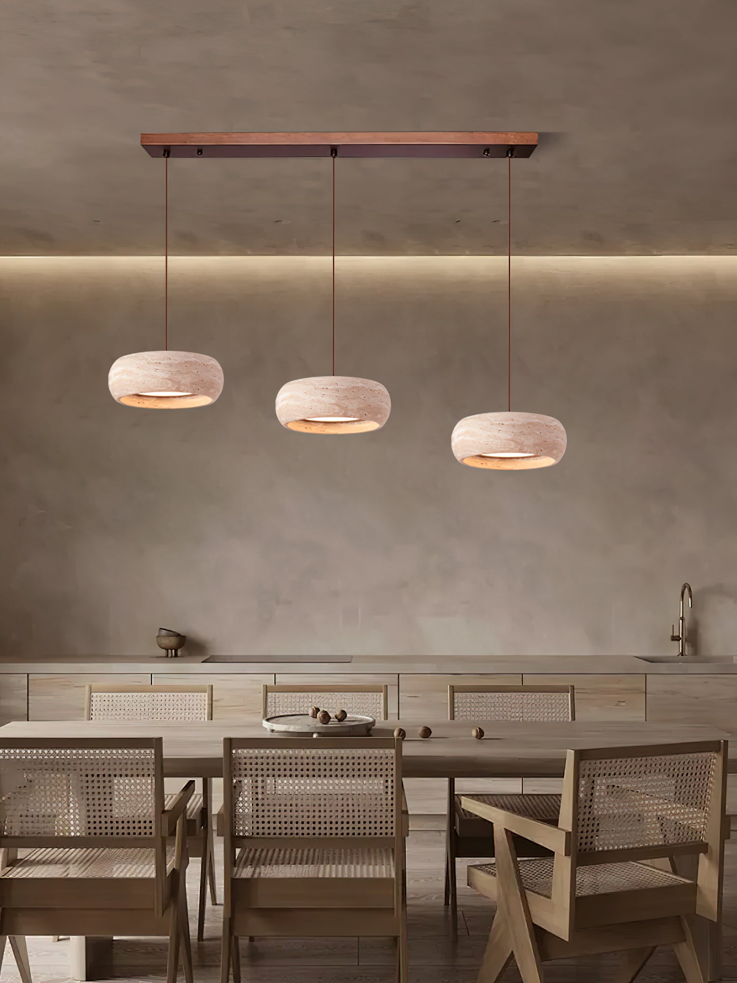 Eurvaran Modern Minimalist Drum Travertine Pendant Lamp - Lamp Copper