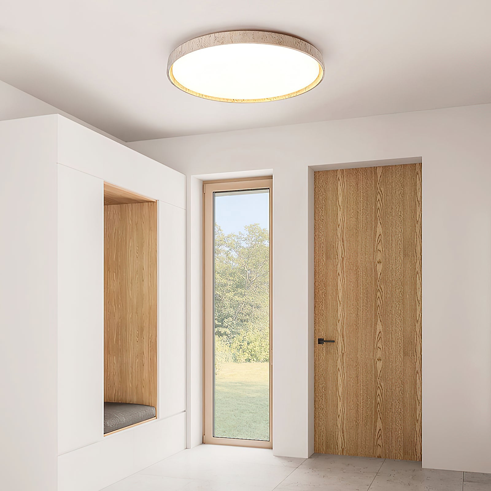 Symiror Modern Minimalist Round Travertine Ceiling Lamp - Lamp Copper