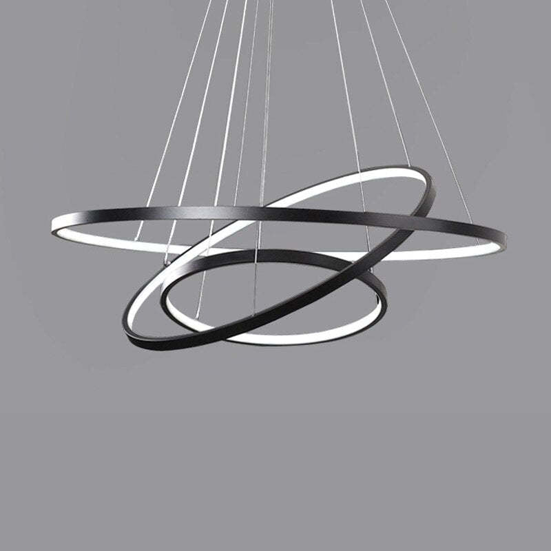 Toriq Pendant Light, Inner Ring Illuminated, White/Black/Gold