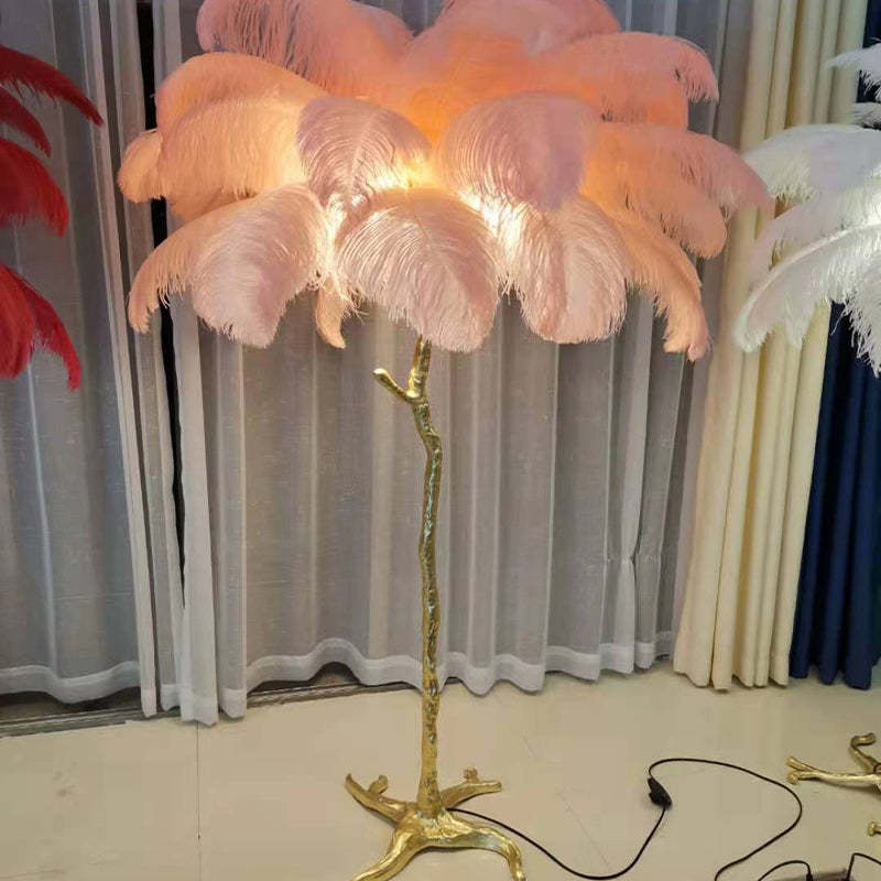 Salenor Nordic Luxury Unique Ostrich Feather Floor Lamp/Table Lamp