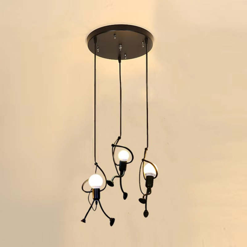 Esi Retro Modern Iron Man Pendant Light, Black