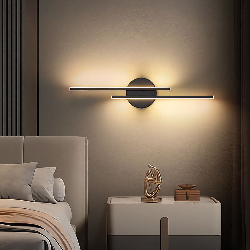 Noviq Modern Nordic Disc/Linear LED Wall Lamp, Black/White