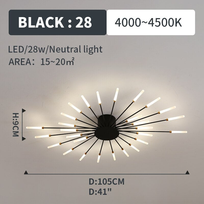 Kovon Flush-Mount Ceiling Light Fireworks, Black/Gold