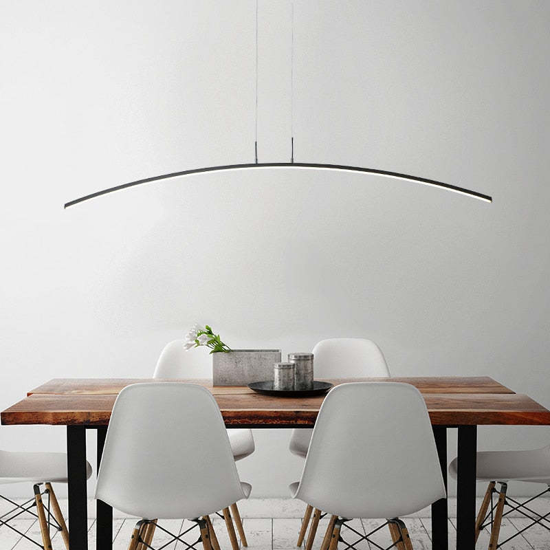 Arisha Moderna LED Curvo Lineare Lampada a Sospensione Nero/Bianco Sala da Pranzo/Soggiorno/Camera da Letto