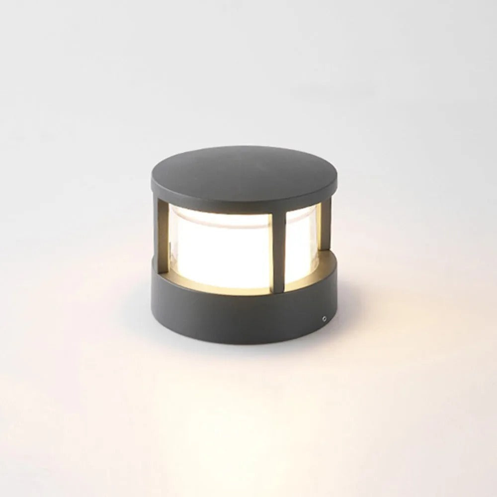 Alvian Outdoor Light Modern Cylindrical Bollard Black
