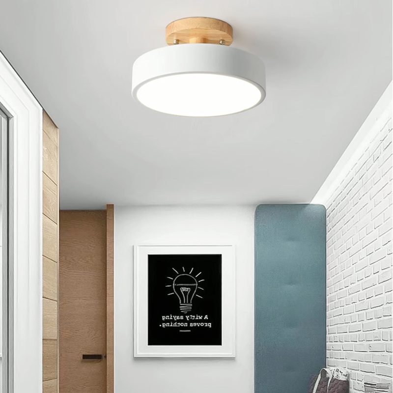 Zera Round LED Flush Mount Ceiling Light Modern Wood Colorful