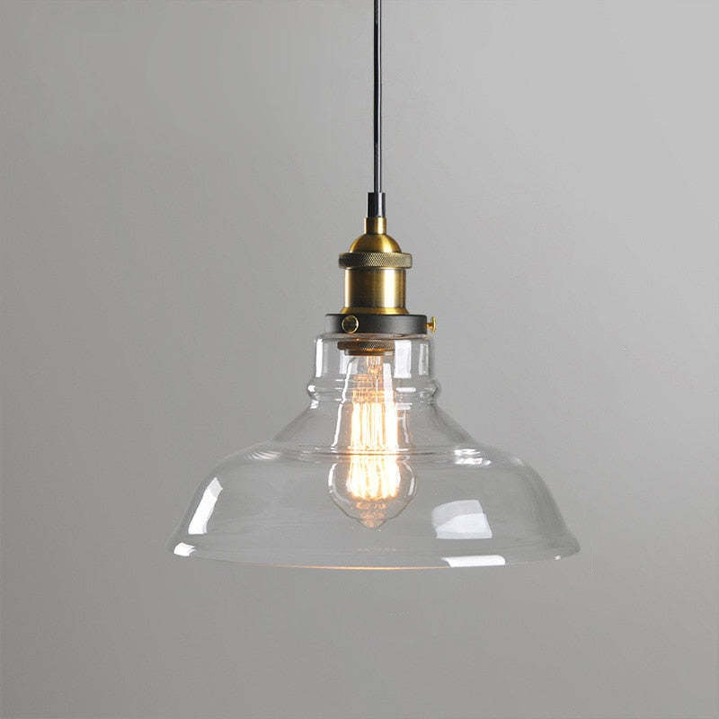 Teni Industrial Glass Pendant Light Clear/Amber/Smoke Grey