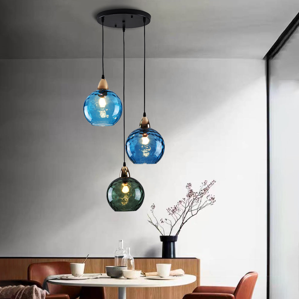 Valentina Design LED Lampada a Sospensione Vetro Ripple Acqua Variopinte Ciondolo Sfera Soggiorno/Camera da Letto
