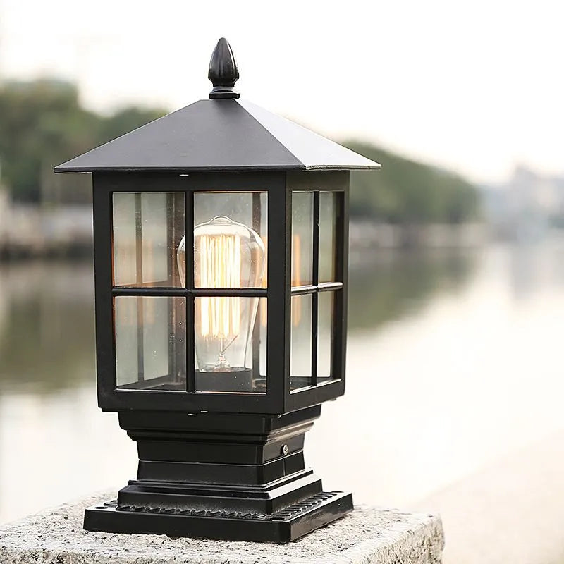 Arvico Outdoor Light Modern Glass Lantern LED Post