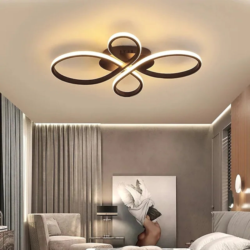 Rori Modern LED Multi Rings Flush Mount Ceiling Light, Brown/White