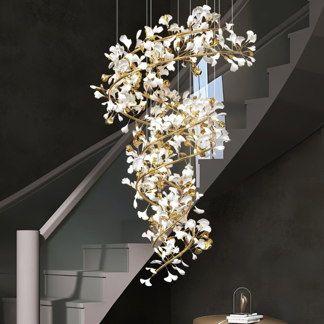 Olivia Design Bellissimo LED Lampade a Sospensione Spirale Ginkgo Biloba Metallo Ceramico  Soggiorno/Camera da Letto