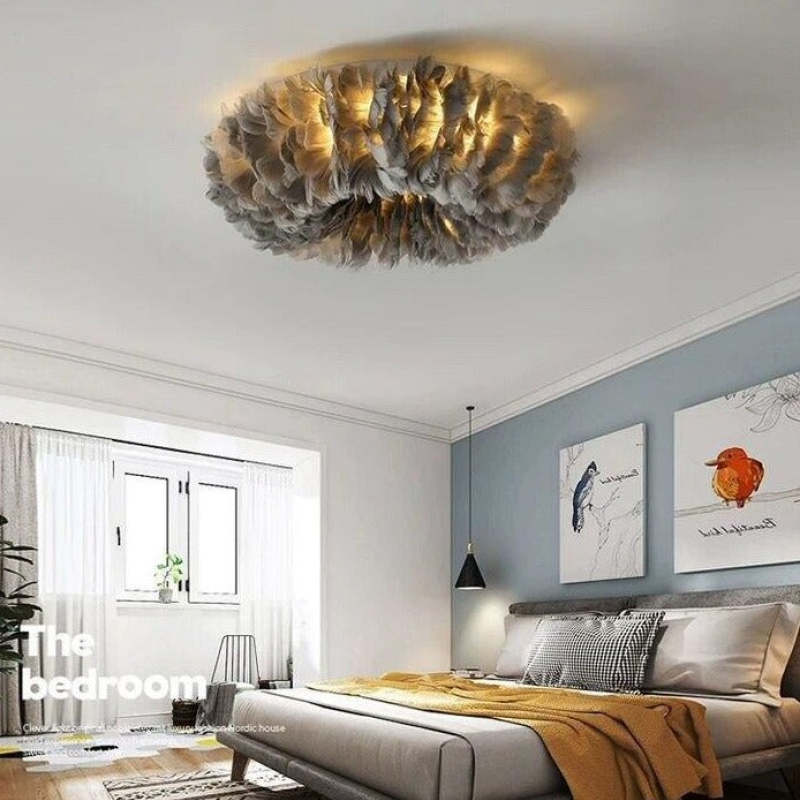 Velix Swan Feather Round Ceiling Light