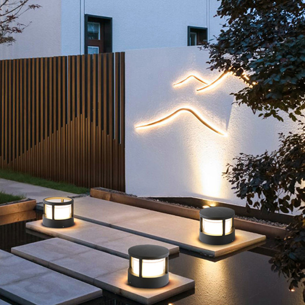 Alvian Outdoor Light Modern Cylindrical Bollard Black