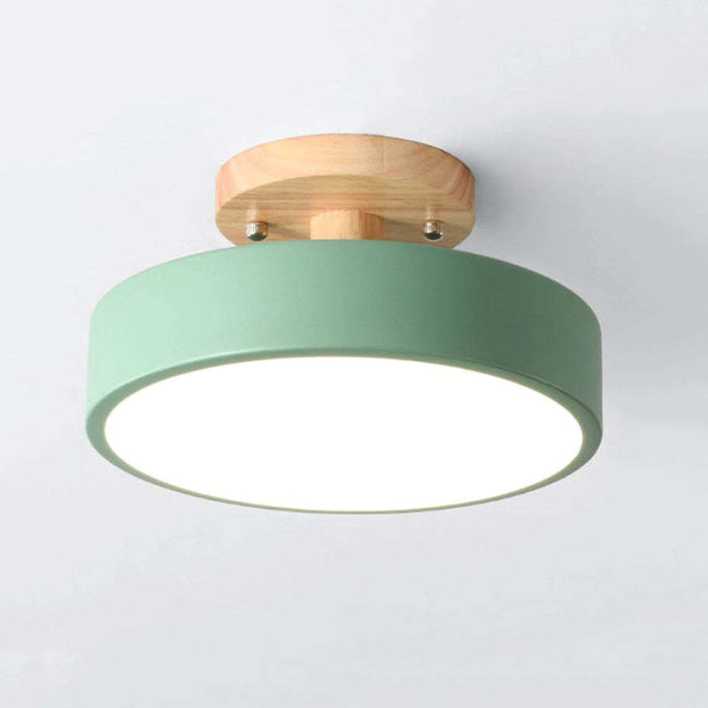 Zera Round LED Flush Mount Ceiling Light Modern Wood Colorful