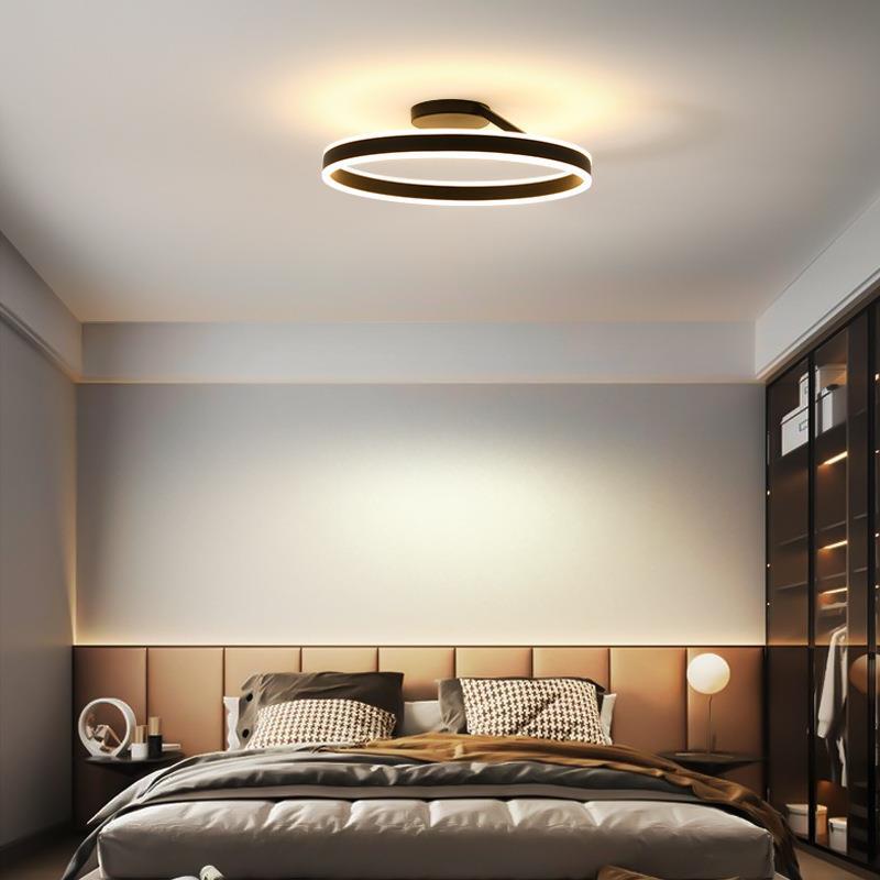 Solinor Modern Circle Flush Mount Ceiling Light, Black & White