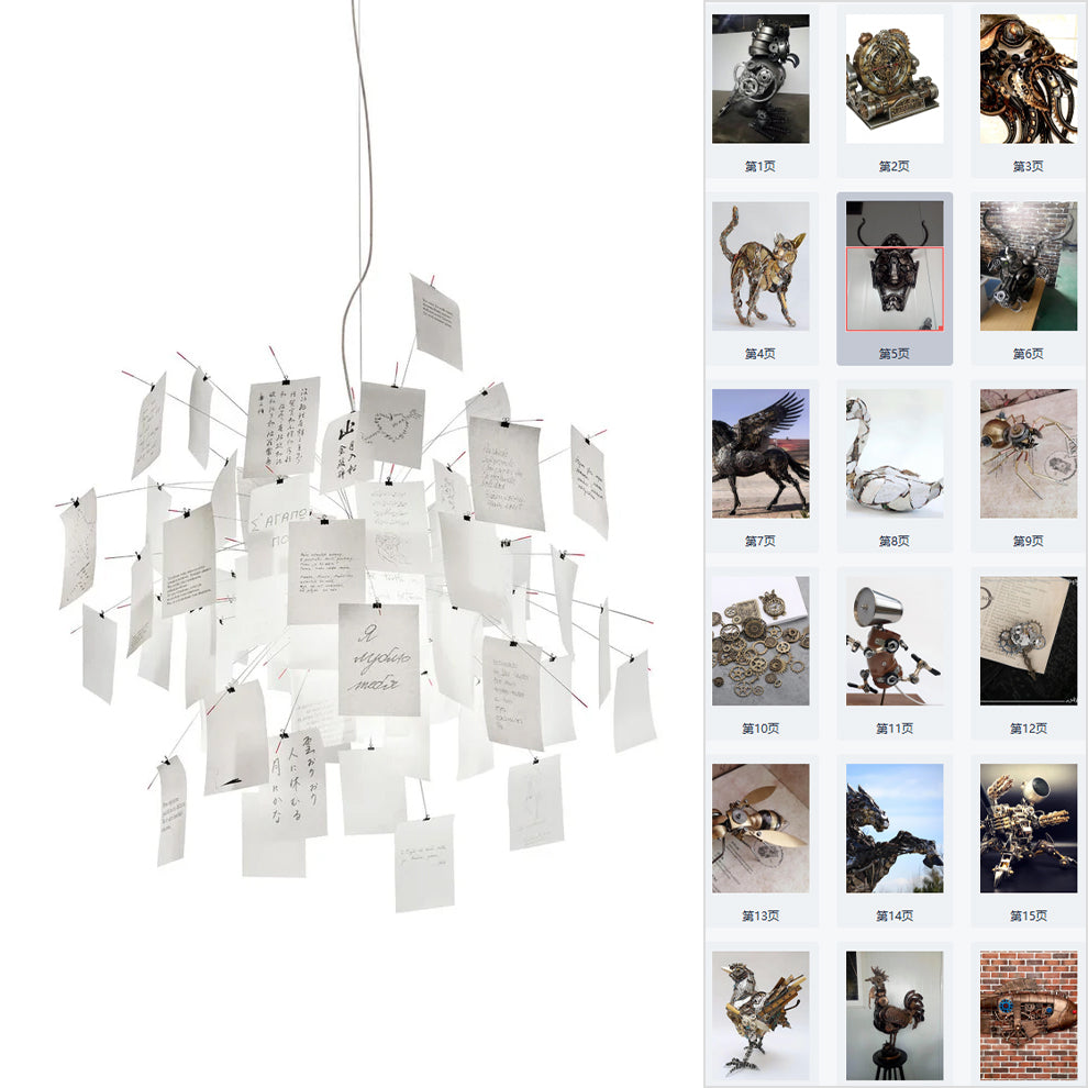 Ortheen Individual Creativity Paper Metal Chandelier - Lamp Copper