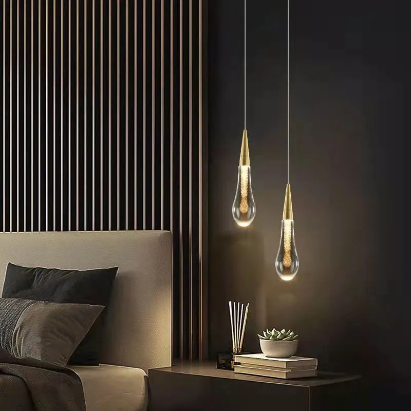 Eloria Pendant Light Crystal Glass Droplet Gold