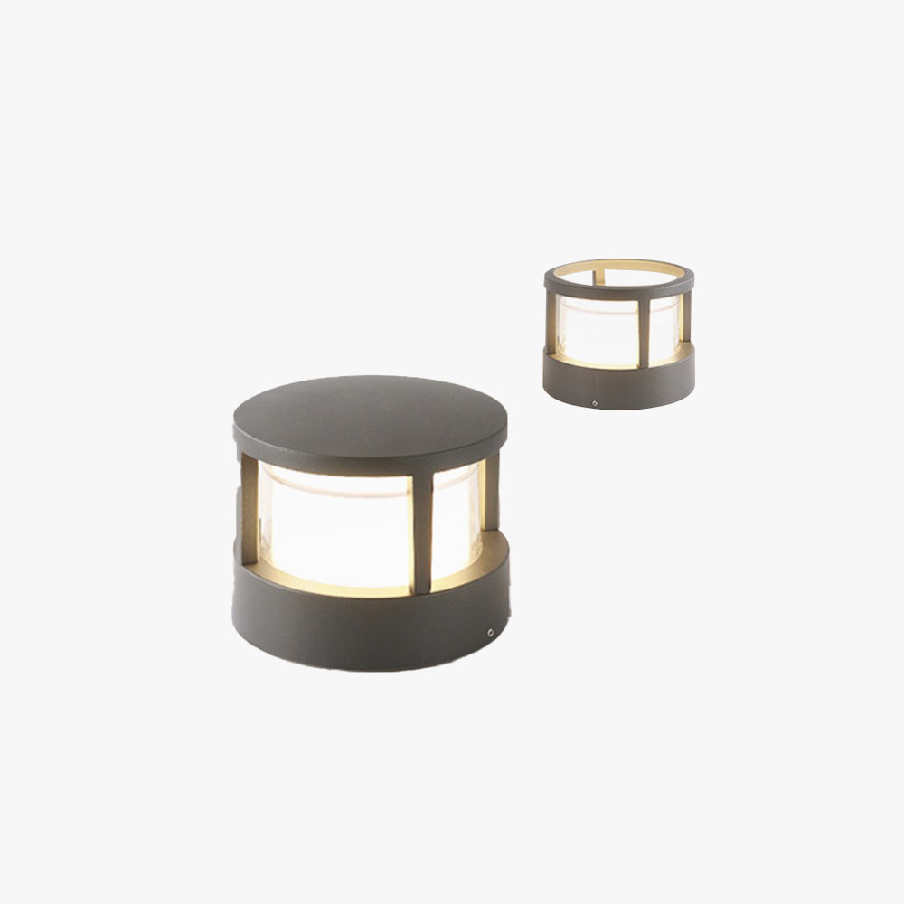 Alvian Outdoor Light Modern Cylindrical Bollard Black