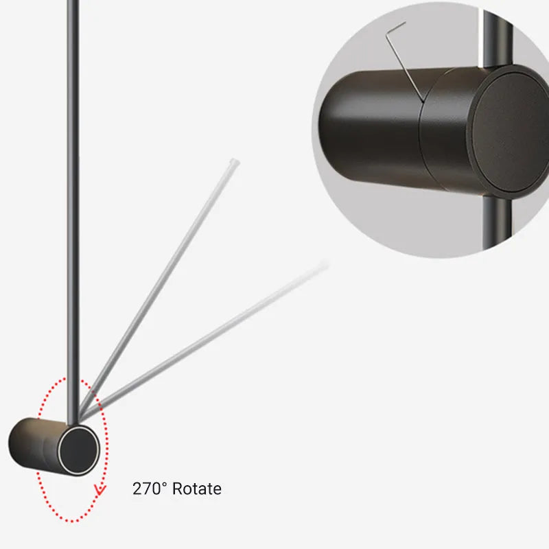 Ravel Minimalist Rotatable Linear Indoor Wall Lamp, Black