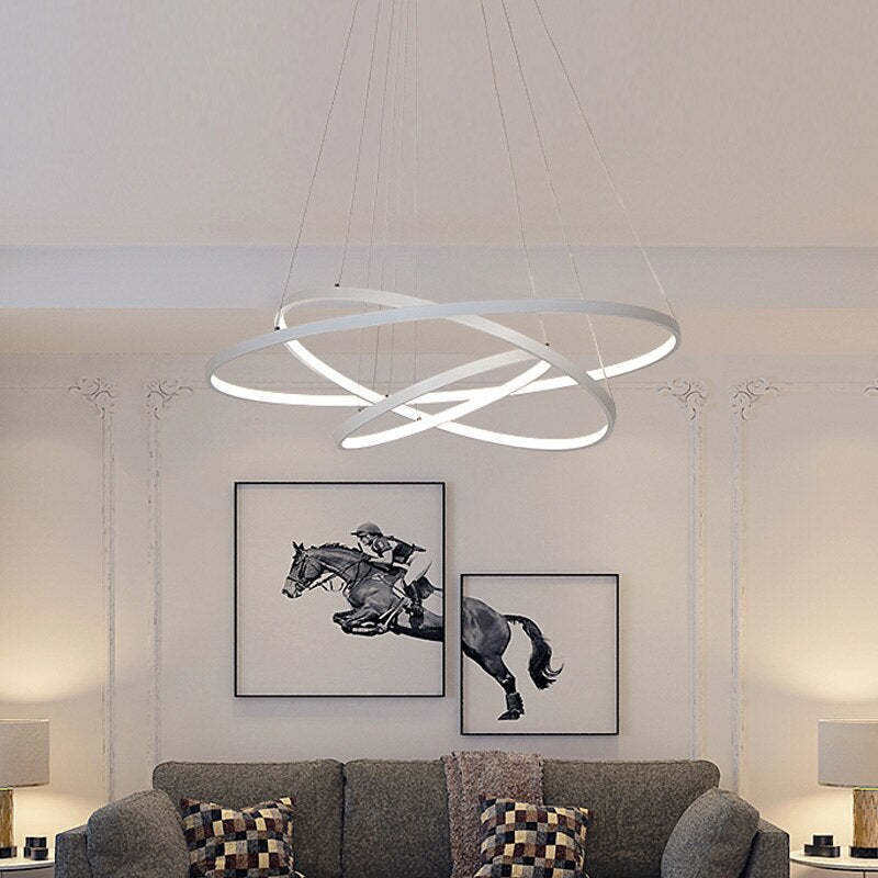 Toriq Pendant Light, Inner Ring Illuminated, White/Black/Gold